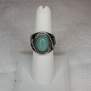 Vintage Silver Ring with Green Stone